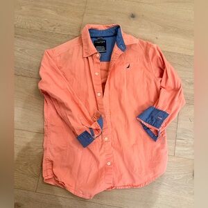 Nautica Kids Coral and Blue Button Down Shirt